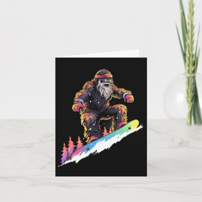 Bigfoot Snowboard Snowboarder Winter  Card (Front)