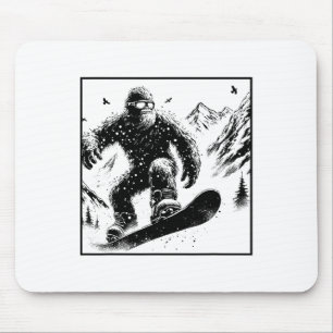 Bigfoot Snowboarder - Funny Sasquatch Snowboarding Mouse Mat