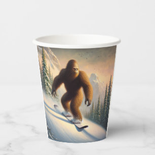 Bigfoot Snowboarding Paper Cups