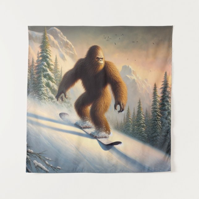 Bigfoot Snowboarding Tapestry (Front)