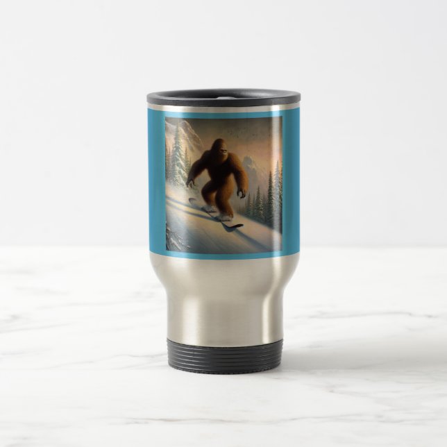 Bigfoot Snowboarding Travel Mug (Center)