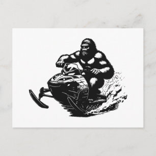 Bigfoot Snowmobile Holiday Postcard