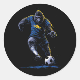 Bigfoot Soccer Player Funny Classic Round Sticker