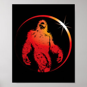 Bigfoot Solar Eclipse Funny Sasquatch Total Eclips Poster