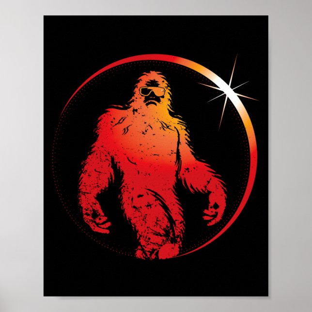 Bigfoot Solar Eclipse Funny Sasquatch Total Eclips Poster (Front)