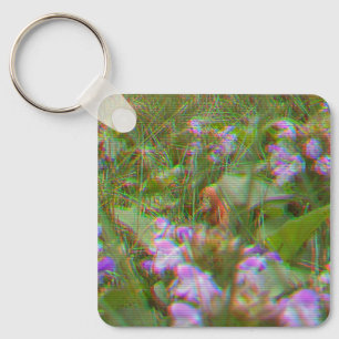 Bigfoot Spotted Among the Flowers Keychain