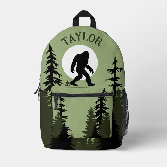 Bigfoot Squatchin in the Forest Sasquatch Printed Backpack (Front)