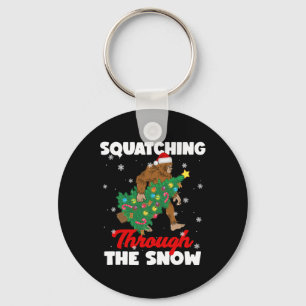 Bigfoot Squatching Through The Snow Sasquatch Chri Key Ring