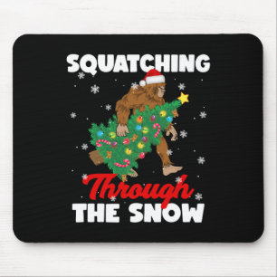 Bigfoot Squatching Through The Snow Sasquatch Chri Mouse Mat