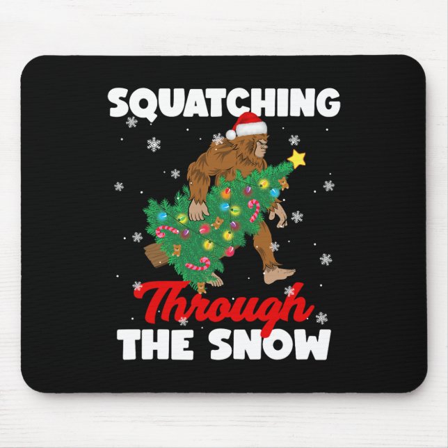 Bigfoot Squatching Through The Snow Sasquatch Chri Mouse Mat (Front)