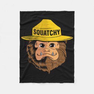 Bigfoot Squatchy Sasquatch Camping Hiking Retro Vi Fleece Blanket
