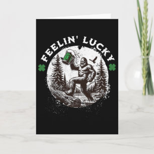 Bigfoot St Patricks Day Sasquatch Shamrocks Lucky Card