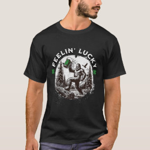 Bigfoot St Patricks Day Sasquatch Shamrocks Lucky T-Shirt