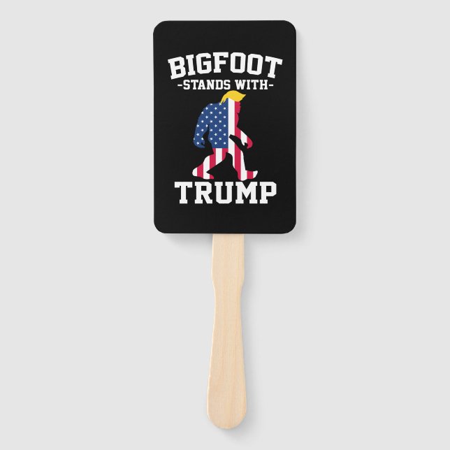 Bigfoot Stands With Trump 2024 Elections Hand Fan (Front)