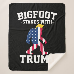 Bigfoot Stands With Trump 2024 Elections Sherpa Blanket