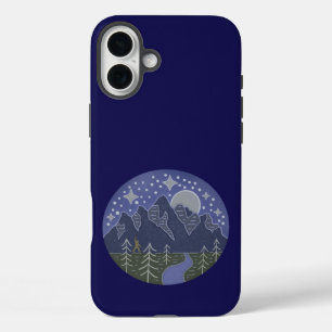 Bigfoot Starry Night Walk Cryptid Folk Art iPhone 16 Plus Case