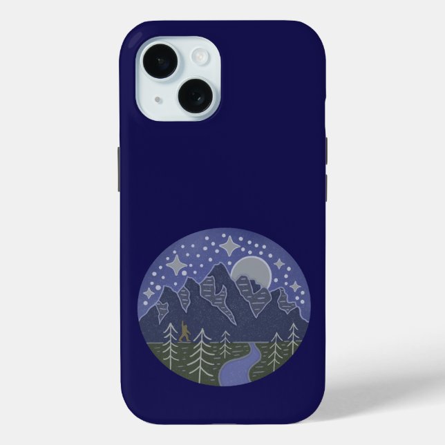 Bigfoot Starry Night Walk | Cryptid Folk Art Case-Mate iPhone Case (Back)