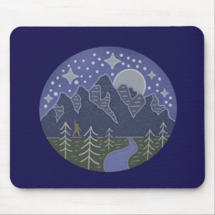 Bigfoot Starry Night Walk Cryptid Folk Art Mouse Mat