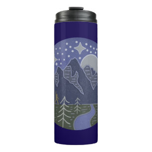 Bigfoot Starry Night Walk Cryptid Folk Art Thermal Tumbler