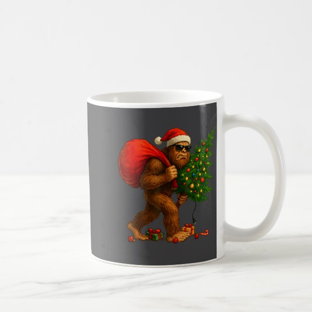 Bigfoot Stealing Christmas Tree Lights Xmas Boys M Coffee Mug (Right)
