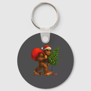 Bigfoot Stealing Christmas Tree Lights Xmas Boys M Key Ring