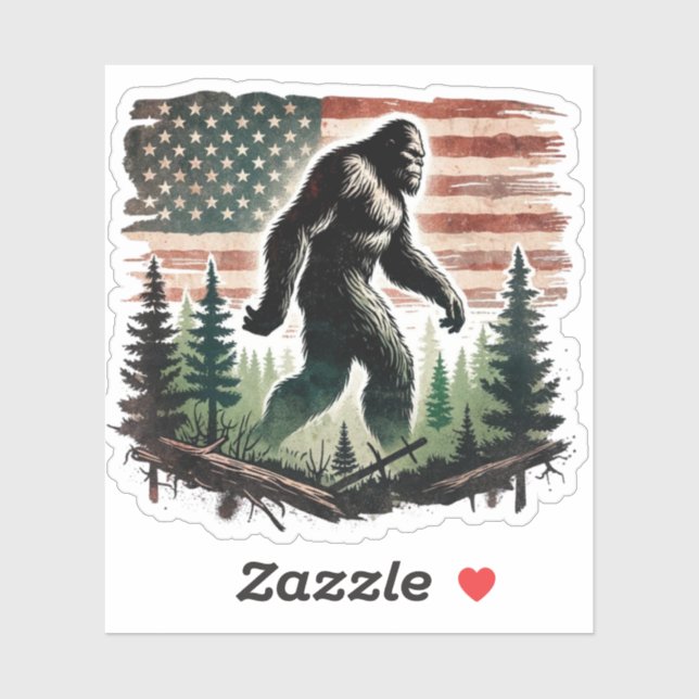 Bigfoot Sticker - American Flag Patriot (Sheet)