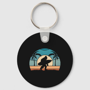 Bigfoot Surfer On The Beach Surfing Vintage Bigfoo Key Ring