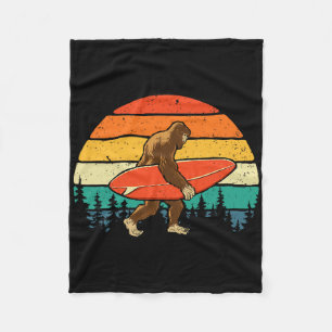 Bigfoot Surfer - Retro Surfingboard Surfing Beach Fleece Blanket
