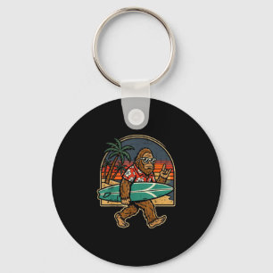 Bigfoot surfer rock hand sasquatch rocker men boys key ring