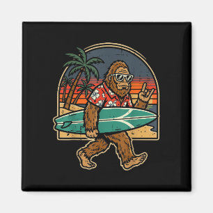 Bigfoot surfer rock hand sasquatch rocker men boys magnet