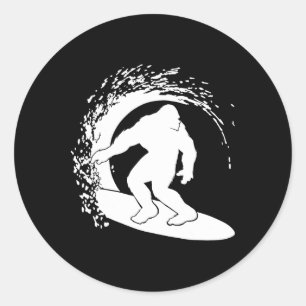 Bigfoot Surfing Classic Round Sticker