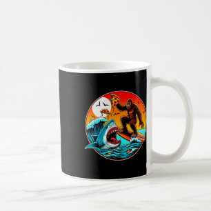 Bigfoot Surfing Eating Pizza Shark Attack Funny Ar Coffee Mug