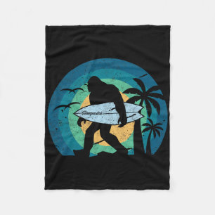 Bigfoot Surfing Funny Sasquatch Yeti Surf Men Wome Fleece Blanket