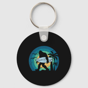 Bigfoot Surfing Shirt Funny Sasquatch Yeti Surf Te Key Ring