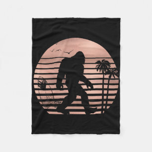 Bigfoot Surfing Shirt Funny Summer Apparel Tee Ros Fleece Blanket