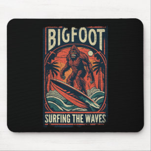 Bigfoot Surfing The Waves Shirt Retro Distressed S Mouse Mat