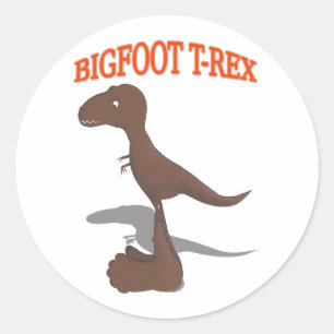Bigfoot T-Rex Drawing Classic Round Sticker