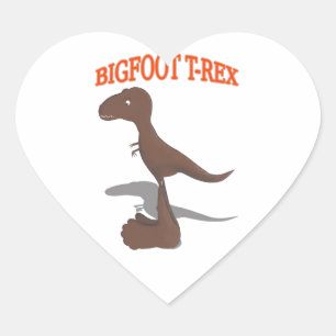 Bigfoot T-Rex Drawing Heart Sticker