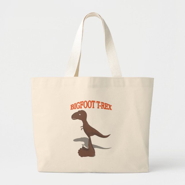 Bigfoot T-Rex Drawing Large Tote Bag (Front)