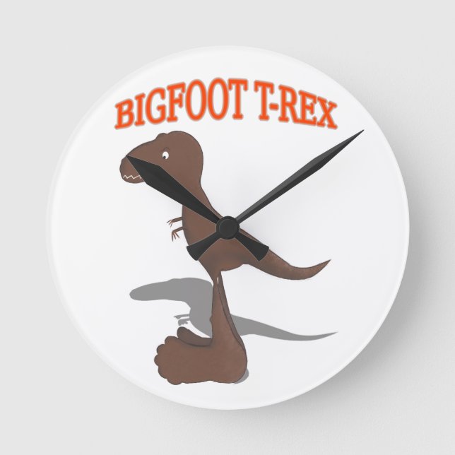Bigfoot T-Rex Drawing Round Clock (Front)