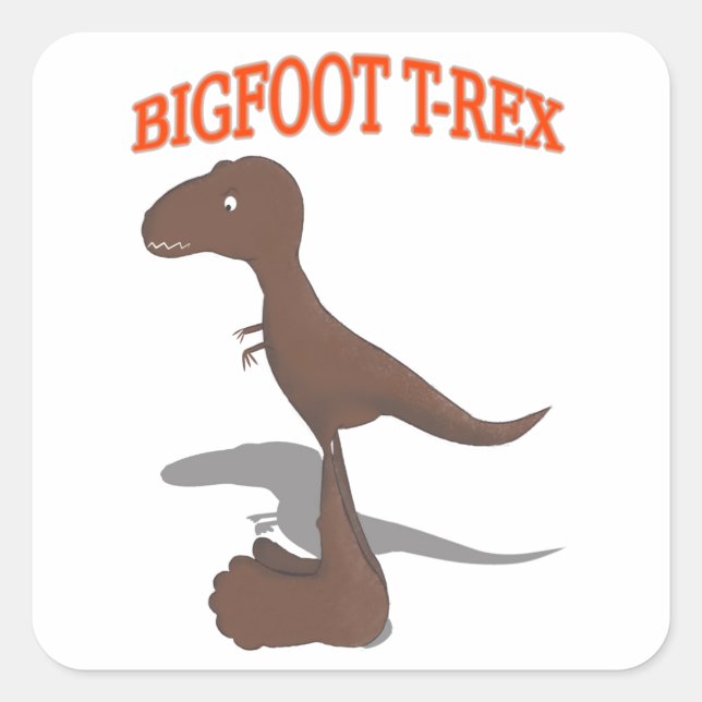 Bigfoot T-Rex Drawing Square Sticker (Front)