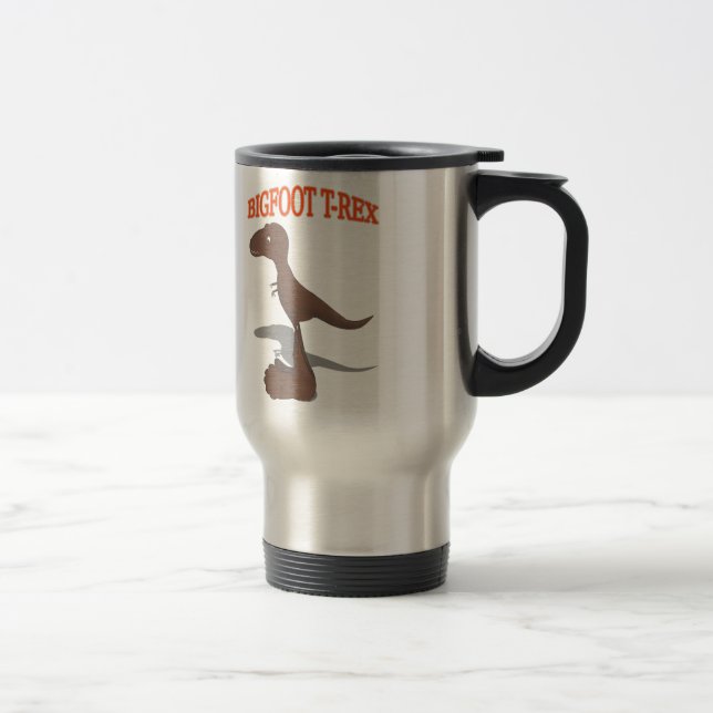 Bigfoot T-Rex Drawing Travel Mug (Right)