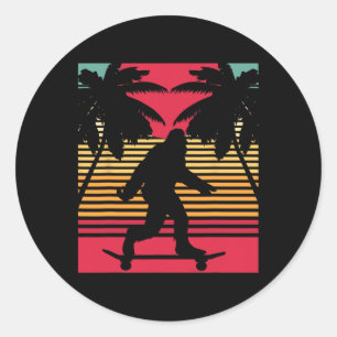 Bigfoot T Shirt Skateboards Vintage Funny Christma Classic Round Sticker