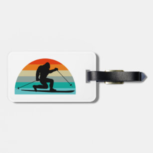 Bigfoot Telemark Skiing Rainbow Luggage Tag