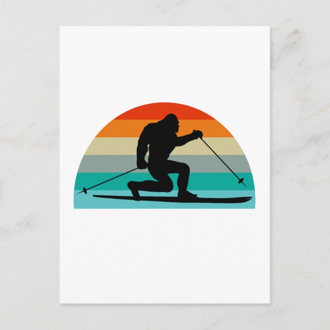 Bigfoot Telemark Skiing Rainbow Postcard (Front)