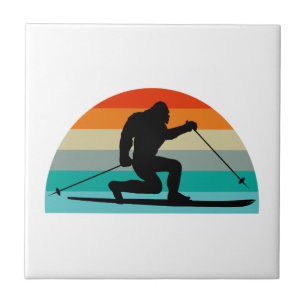 Bigfoot Telemark Skiing Rainbow Tile