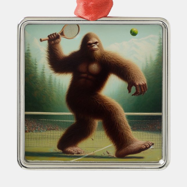 Bigfoot Tennis Metal Tree Decoration (Front)