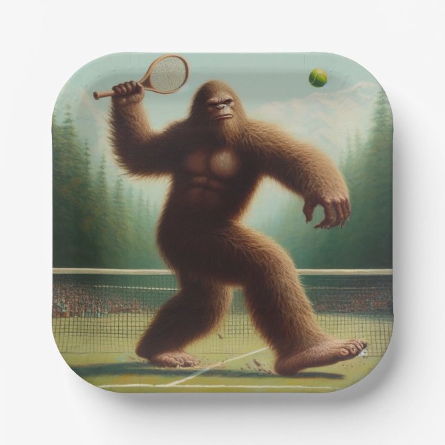 Bigfoot Tennis Paper Plate (Front)