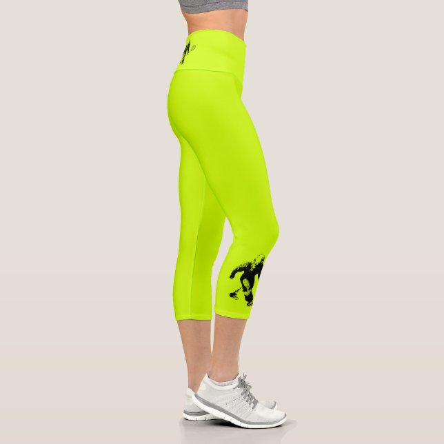 Bigfoot Tennis Player on Optic Yellow Background Capri Leggings (Right)