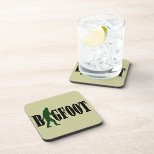 Bigfoot text & green squatch graphic coaster